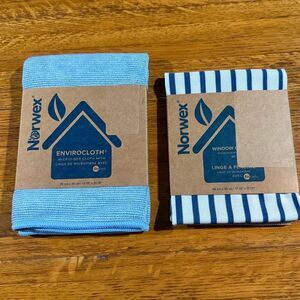 Norwex Enviro Cloth and Window Cloth Basic Package Blue and Blue Stripe NWT